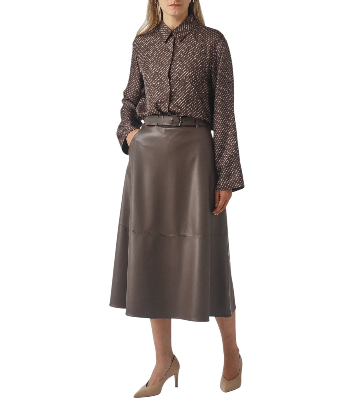 Camisa Farea MM Max Mara em seda com estampado integral