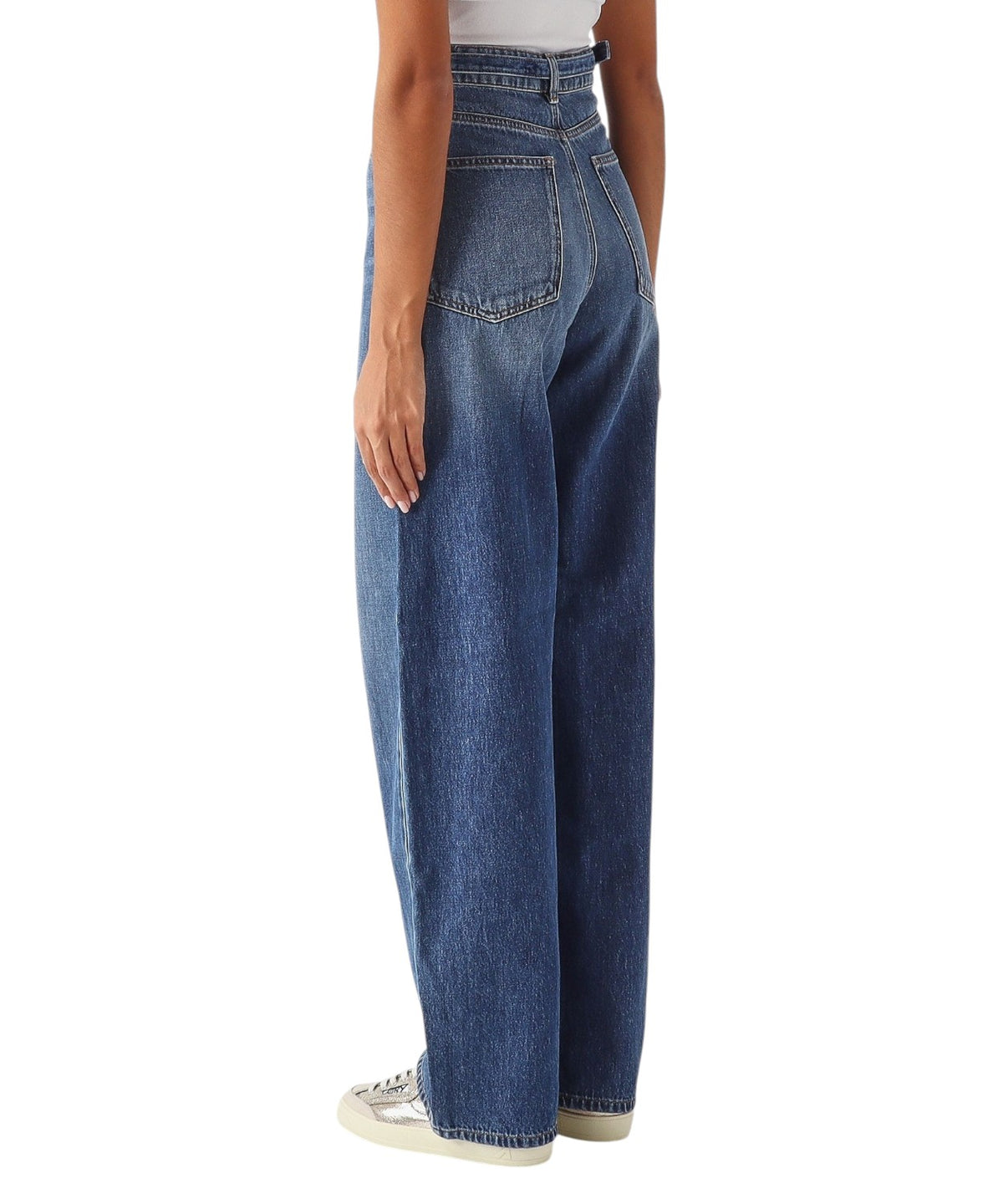 Jeans Donna Twinset a Vita Alta con Gamba Larga e Cintura