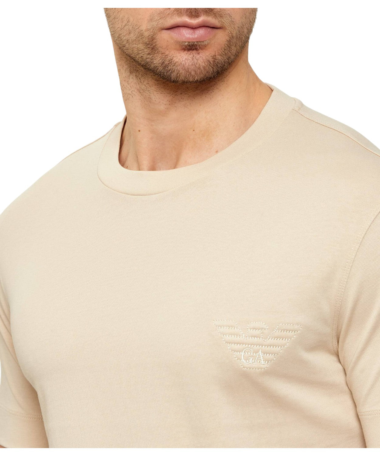 T-shirt Slim Fit con Logo in Rilievo sul Petto Emporio Armani