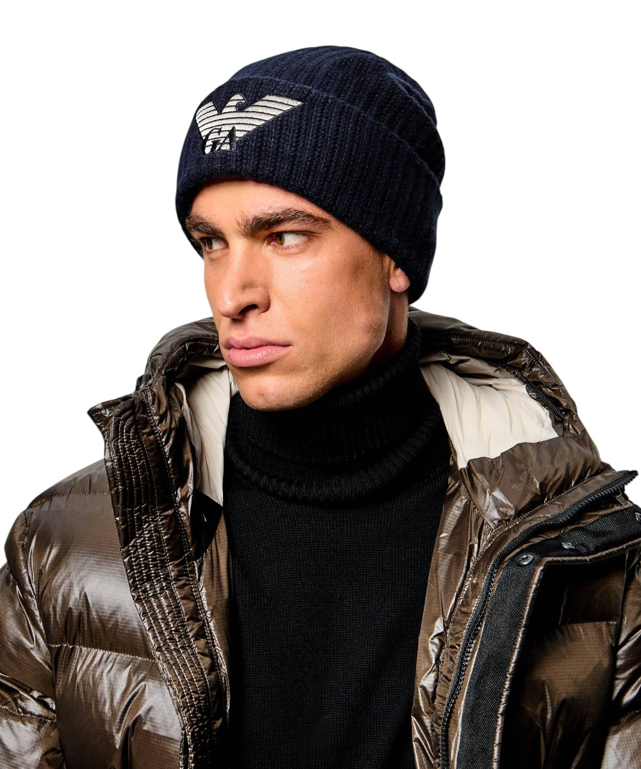 Berretto Emporio Armani in lana con logo ricamato