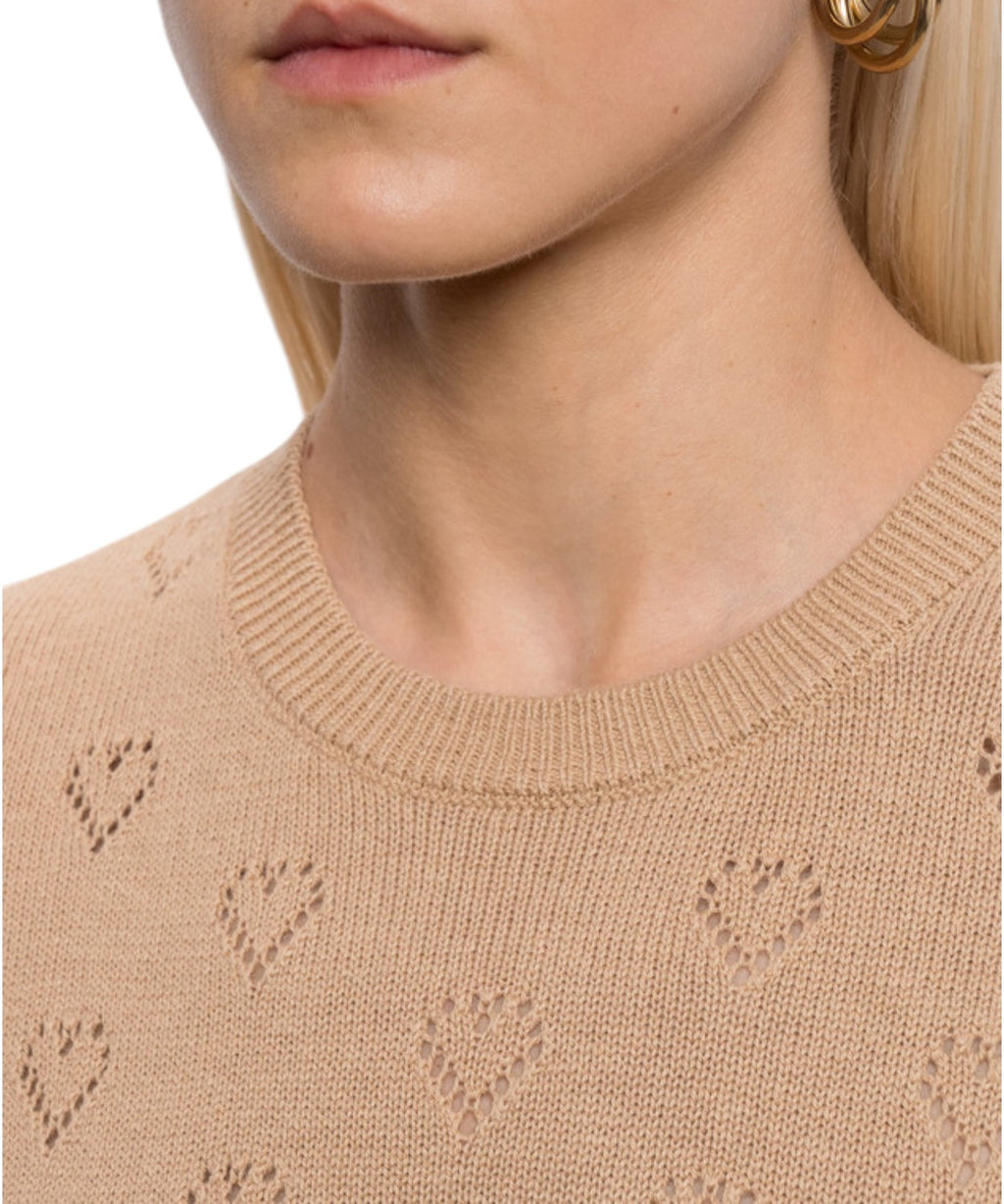 Top Twinset Cotone e Cashmere con Cuori Traforati