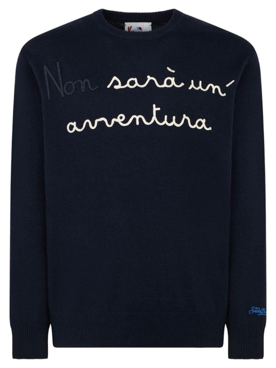 Maglia girocollo con ricamo Non sarà un'avventura | EDIZIONE SPECIALE DI NIKI DJ-Mc2 Saint Barth-Maglieria-Vittorio Citro Boutique