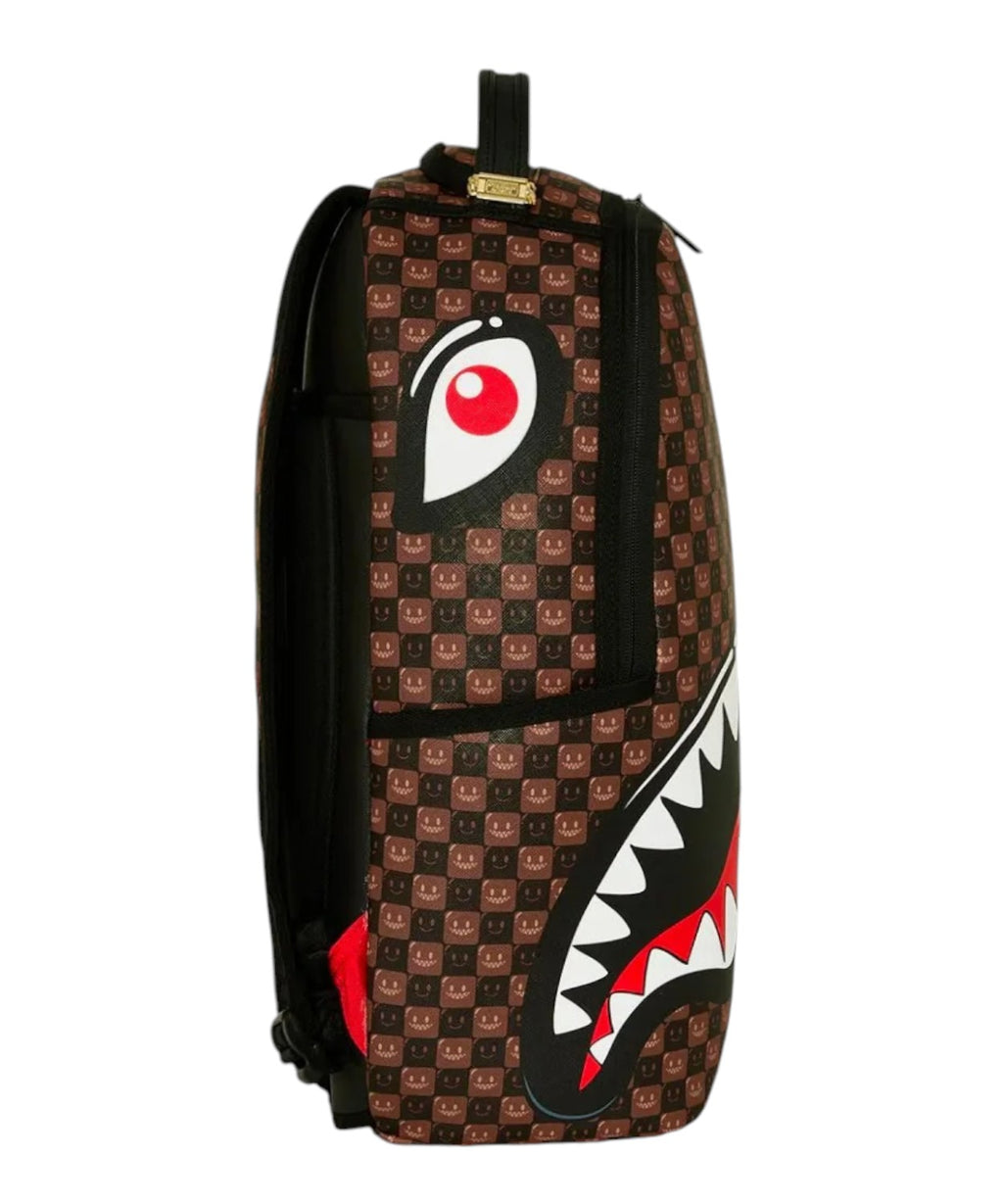 Zaino Sprayground Sharks in Paris WTF Bubble Brown Check