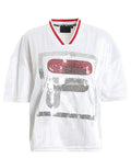T-shirt Fila Miu Crimped Bianca con Maxi Logo in Paillettes 1