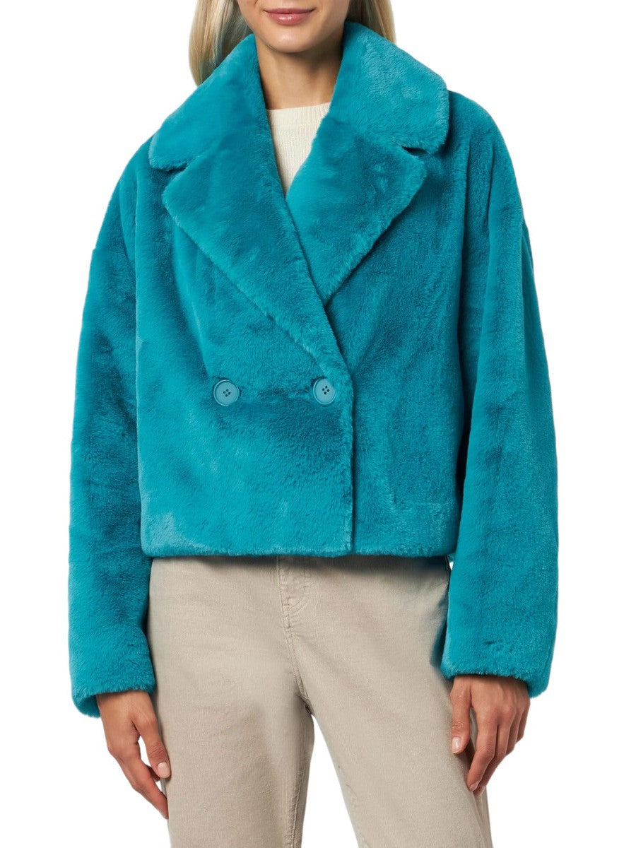 Giacca corta pelosa color verde acqua-Mc2 Saint Barth-Pellicce e shearling-Vittorio Citro Boutique