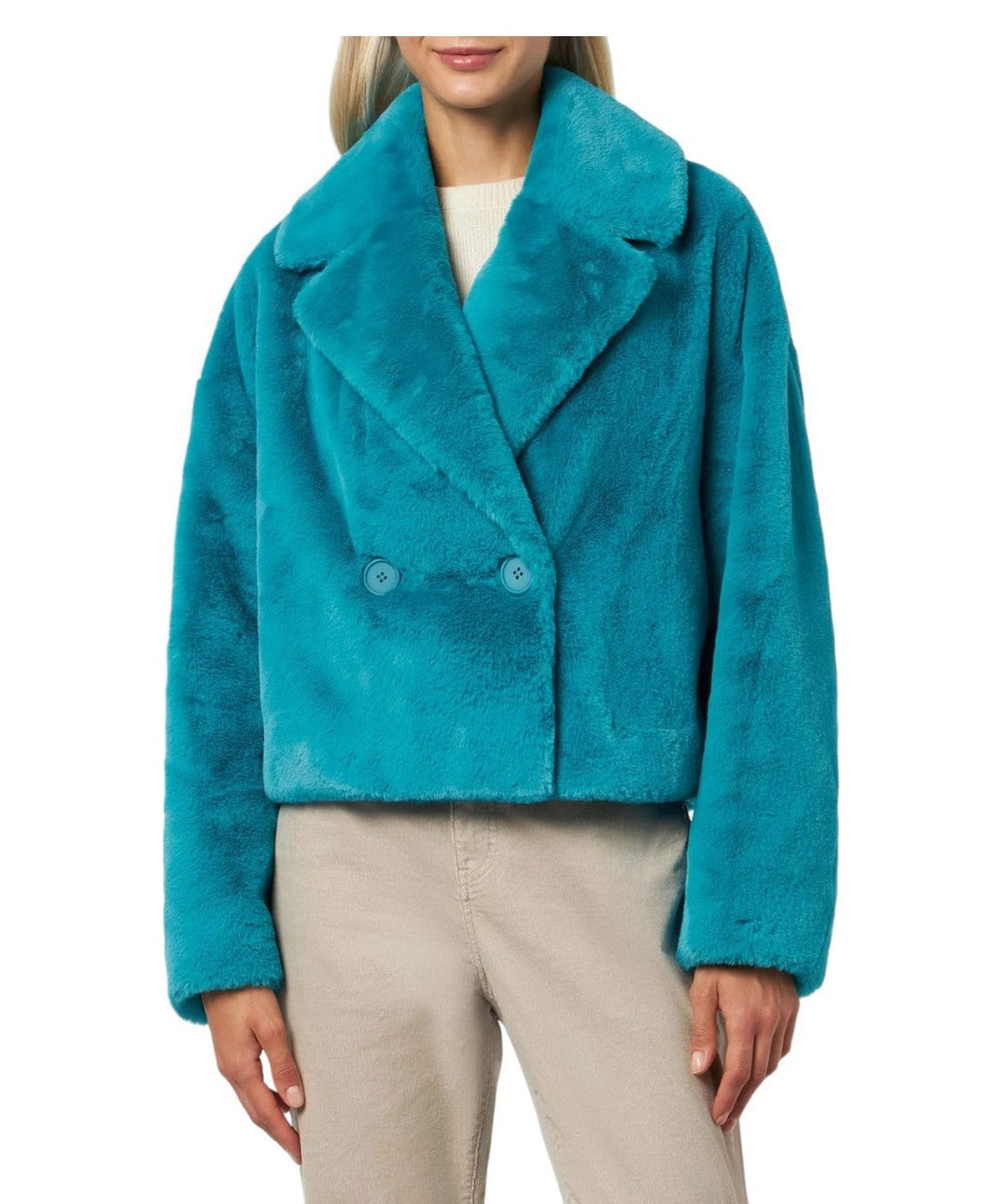 Giacca corta pelosa color verde acqua-Mc2 Saint Barth-Pellicce e shearling-Vittorio Citro Boutique