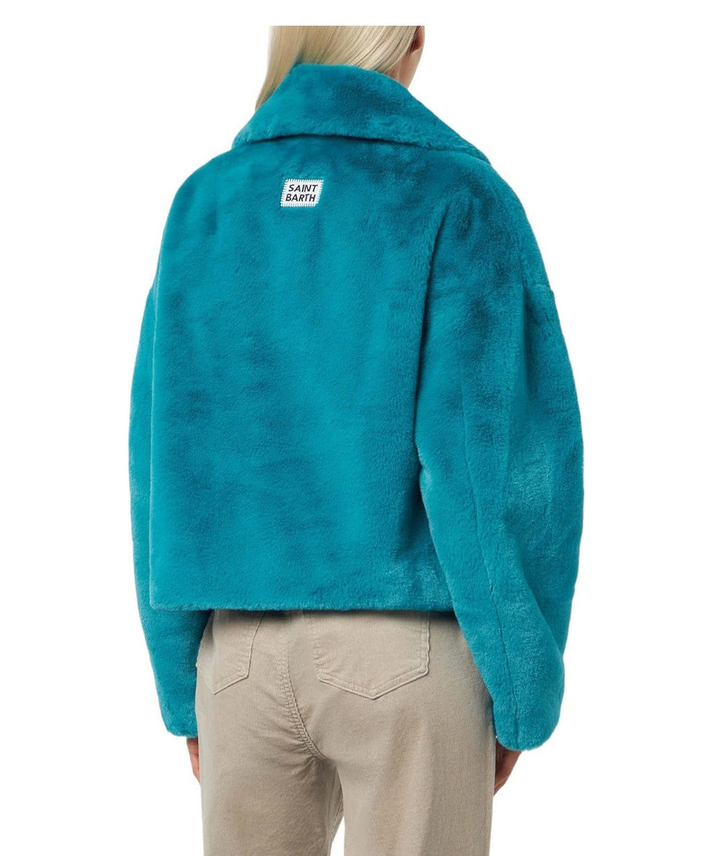 Giacca corta pelosa color verde acqua-Mc2 Saint Barth-Pellicce e shearling-Vittorio Citro Boutique