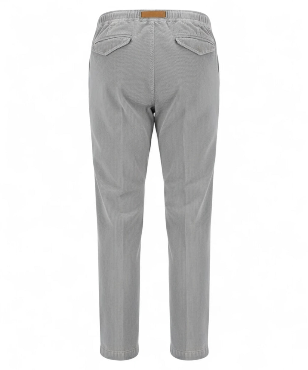 Pantaloni con cintura elasticizzata in velluto a coste-WHITE SAND-Pantaloni-Vittorio Citro Boutique