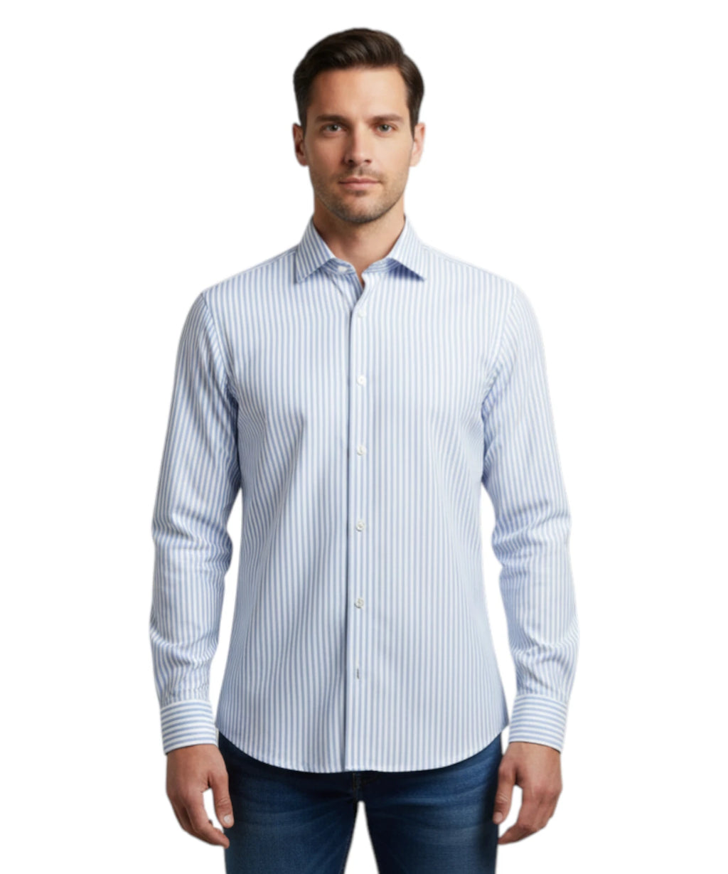 Men's Ingram Slim Fit Striped Shirt with Stretch
