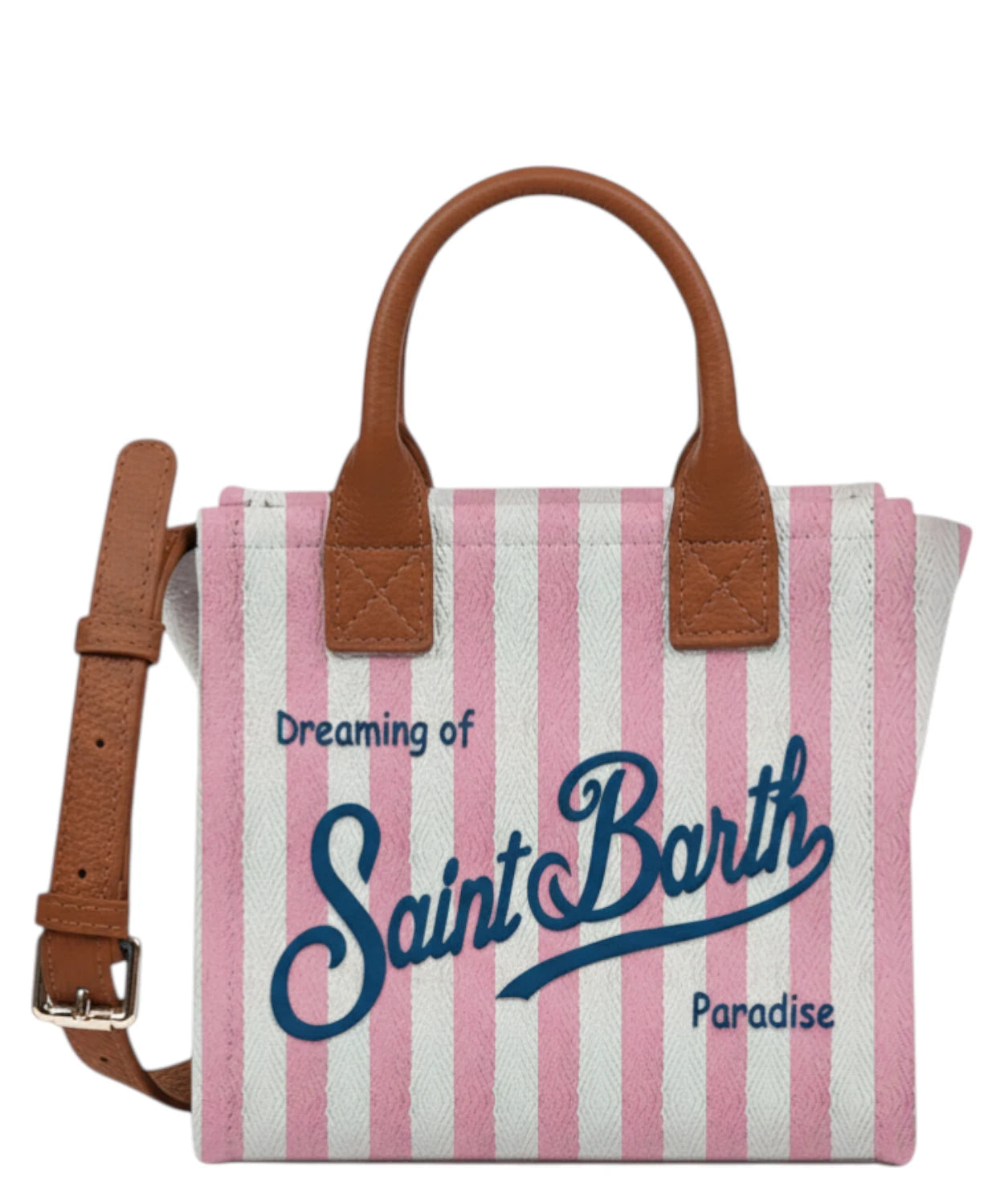 Borsa MC2 Saint Barth Vanity Mini Stripes in Pelle con Tracolla