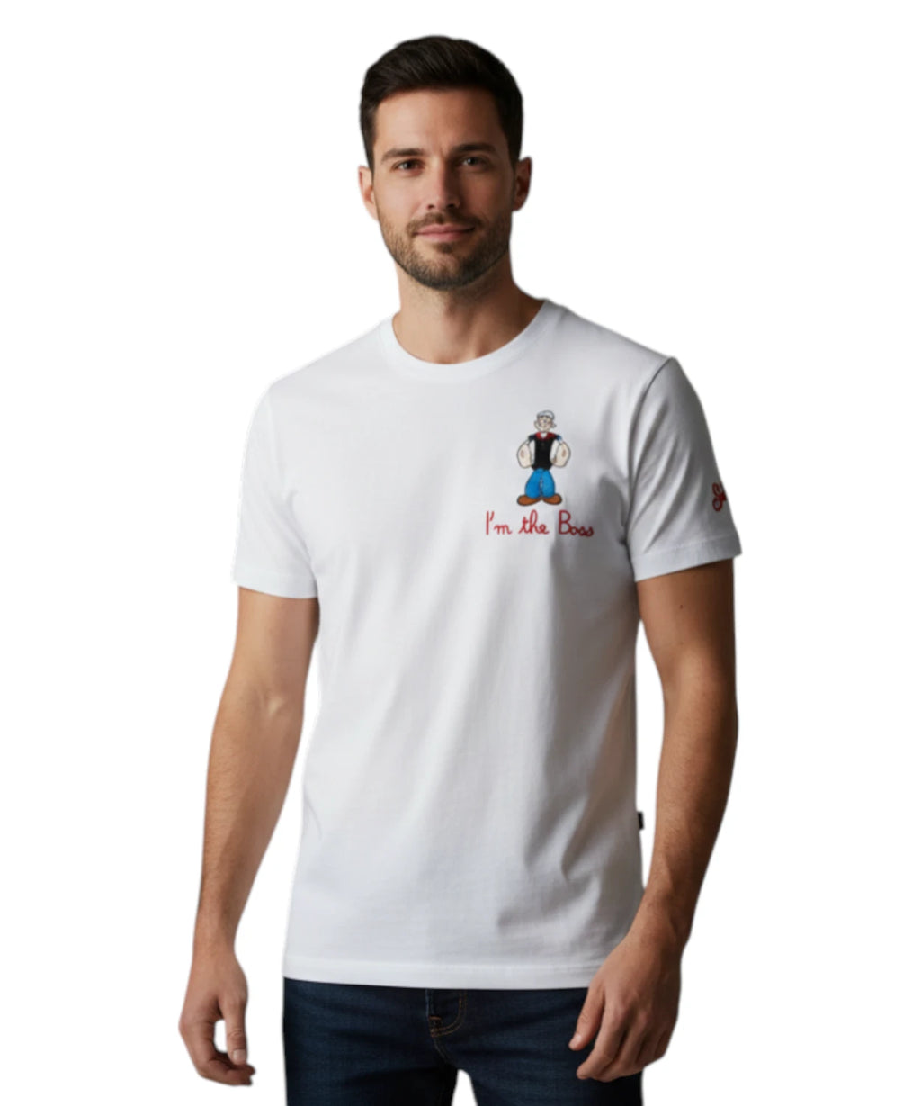 T-shirt Heren Portofino MC2 Saint Barth met Popeye Borduursel