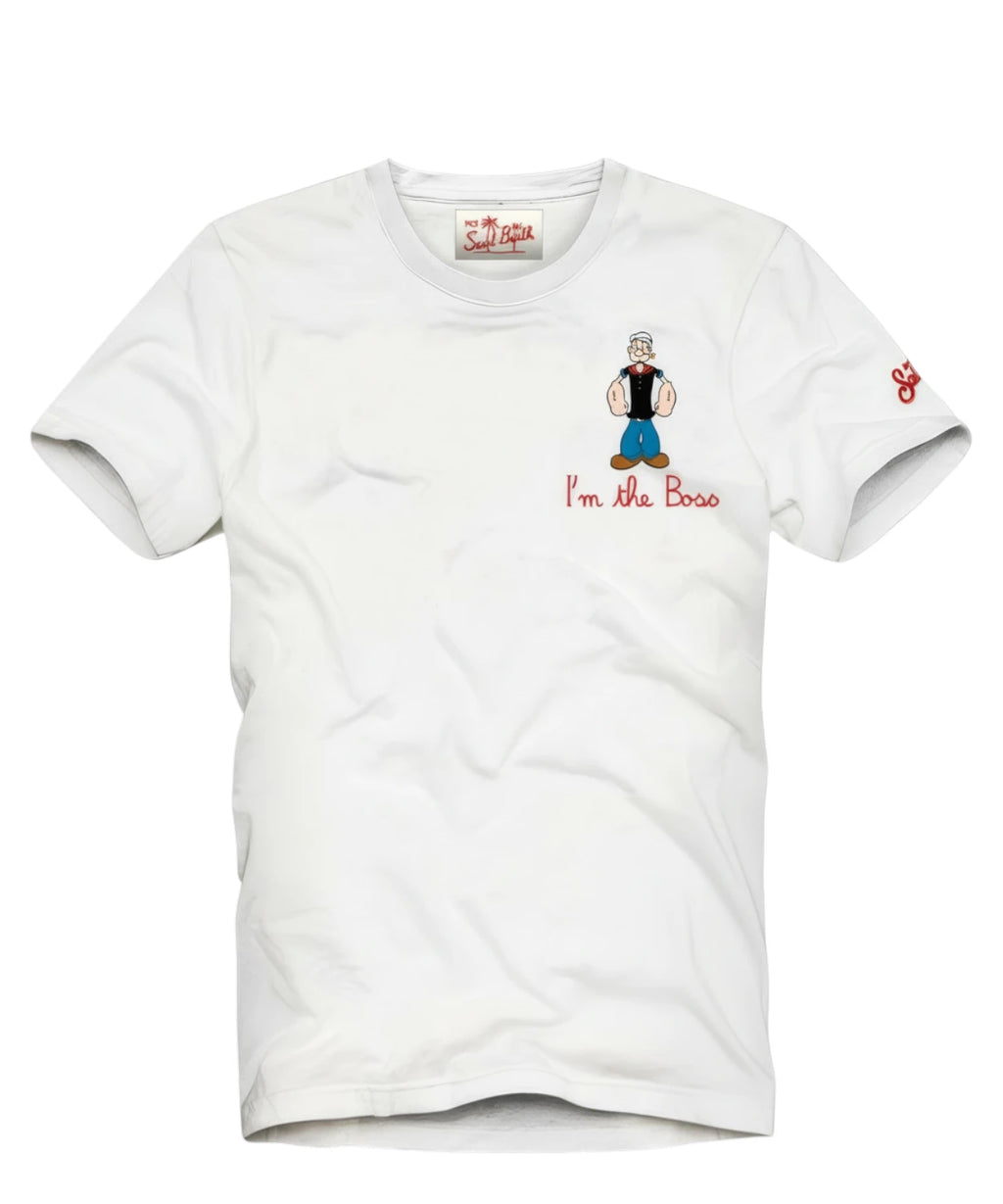 T-shirt Heren Portofino MC2 Saint Barth met Popeye Borduursel