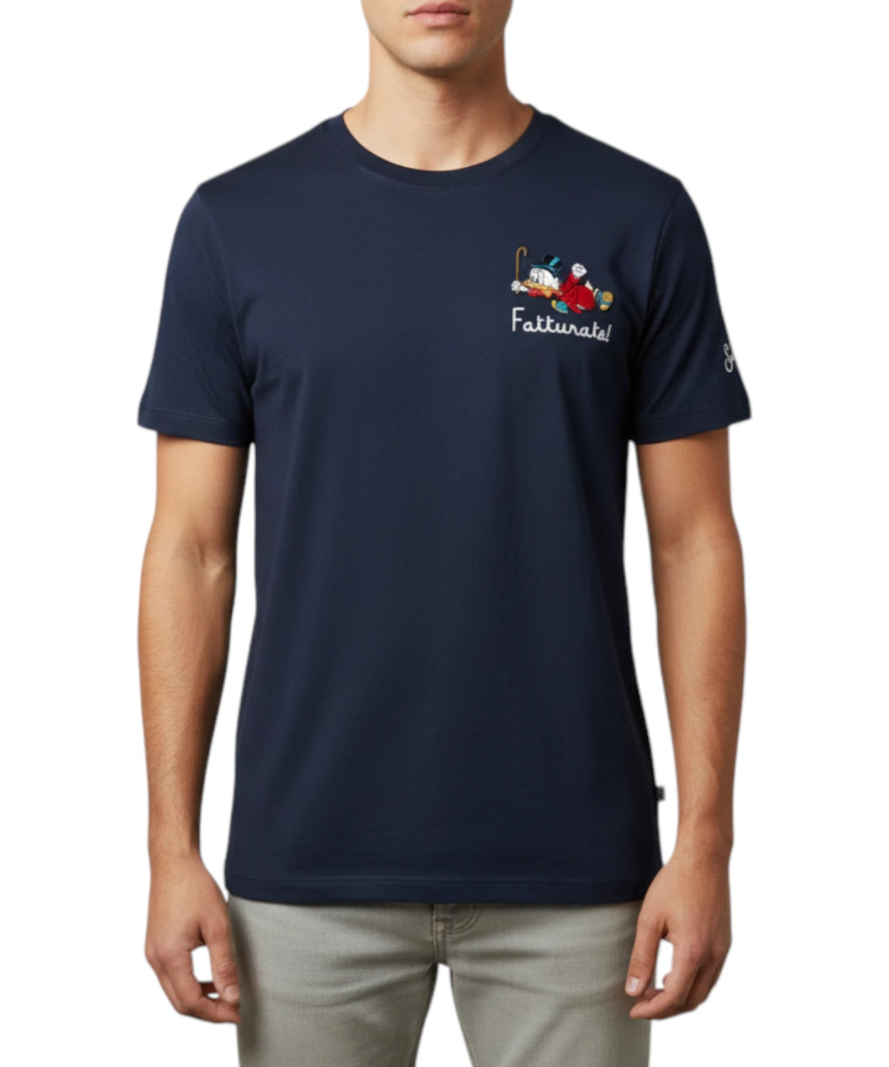 T-Shirt Uomo Portofino MC2 Saint Barth con Ricamo Scrooge Fatturate