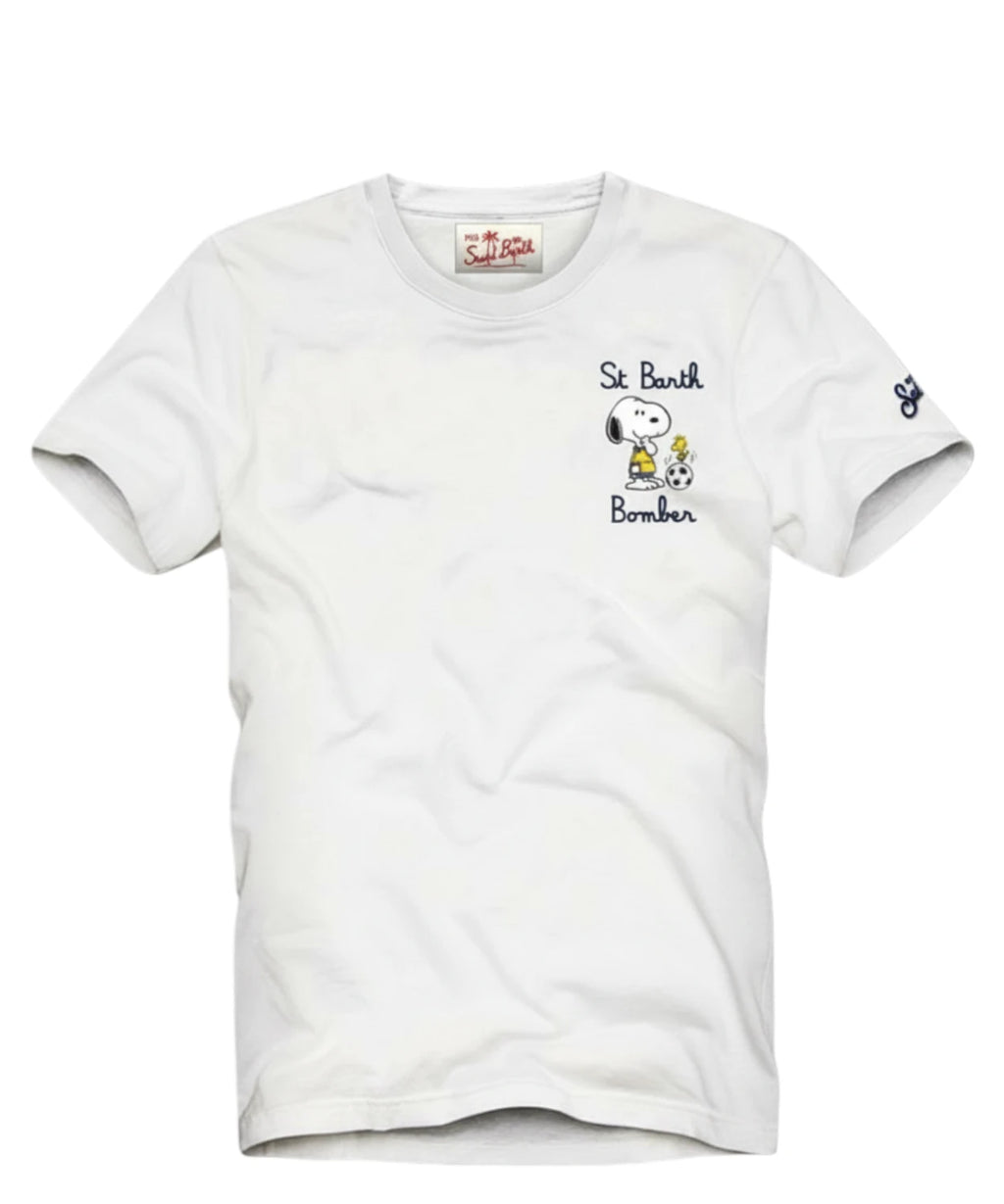 Men's Portofino MC2 Saint Barth T-Shirt with Snoopy Embroidery