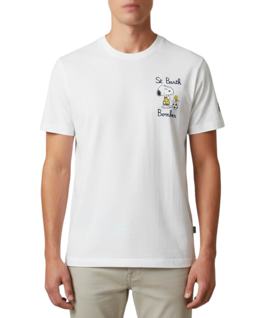 Men's Portofino MC2 Saint Barth T-Shirt with Snoopy Embroidery