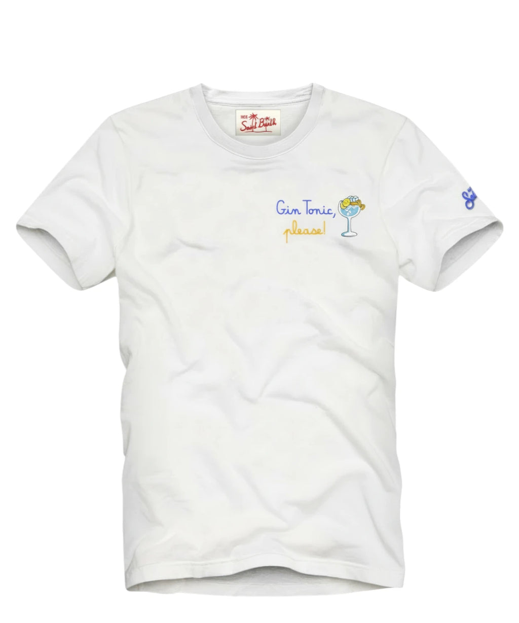 Men's Portofino T-Shirt with Gin Tonic Embroidery MC2 Saint Barth