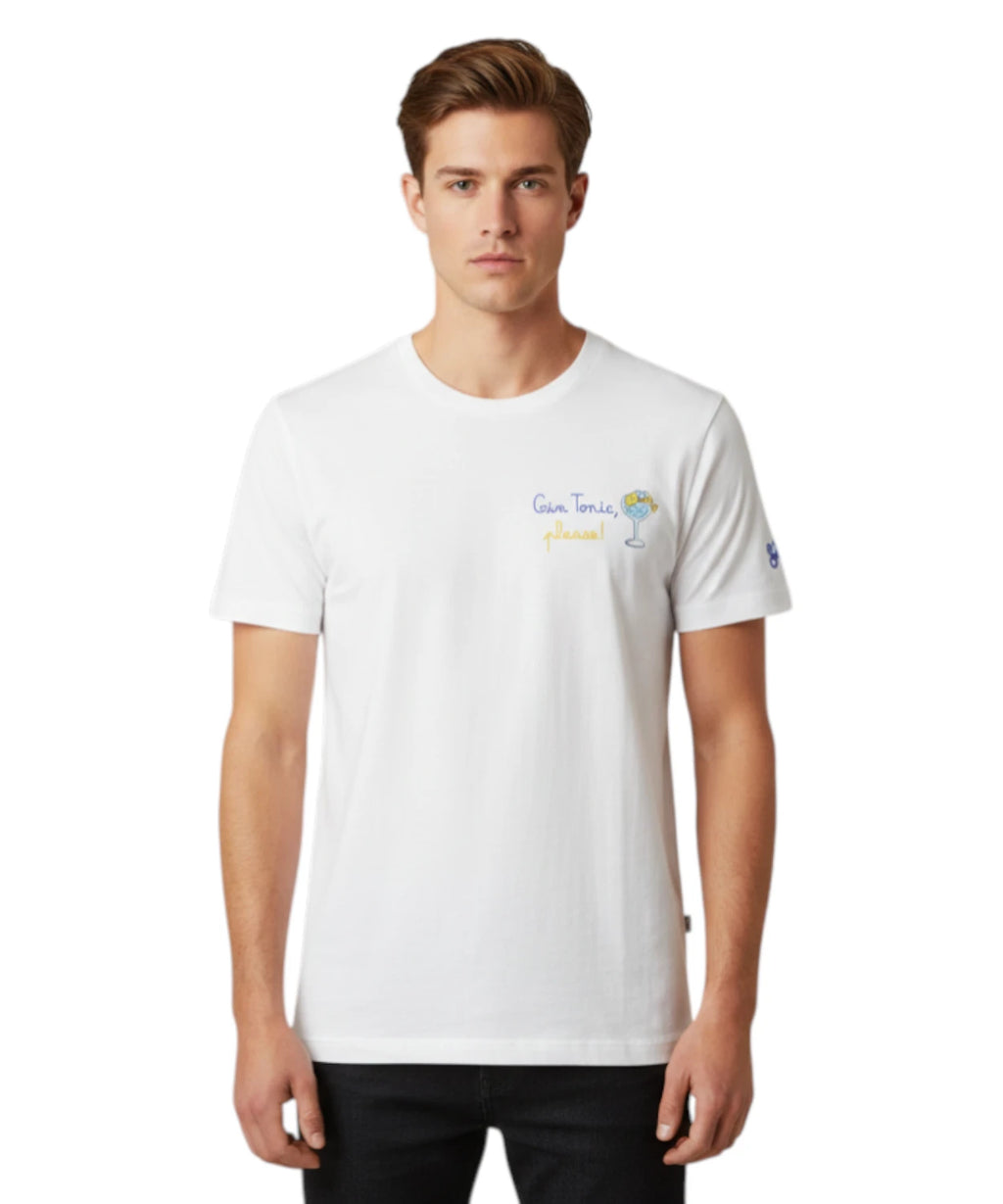Men's Portofino T-Shirt with Gin Tonic Embroidery MC2 Saint Barth