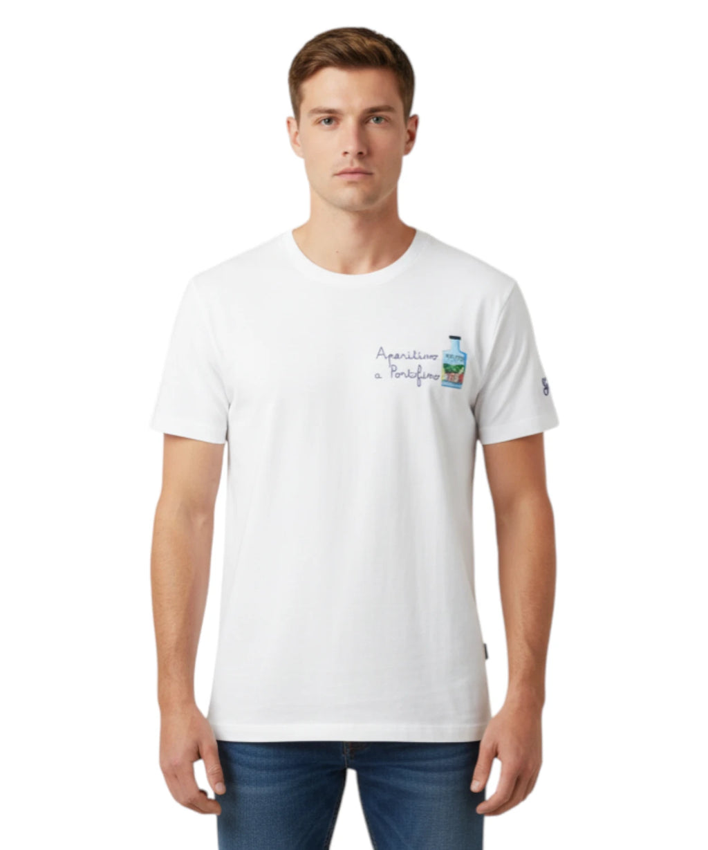 Heren T-shirt Portofino met Aperitivo Saint Barth borduursel