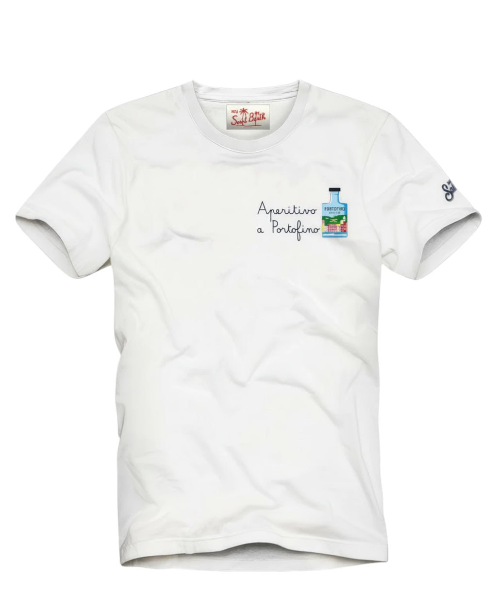 Heren T-shirt Portofino met Aperitivo Saint Barth borduursel