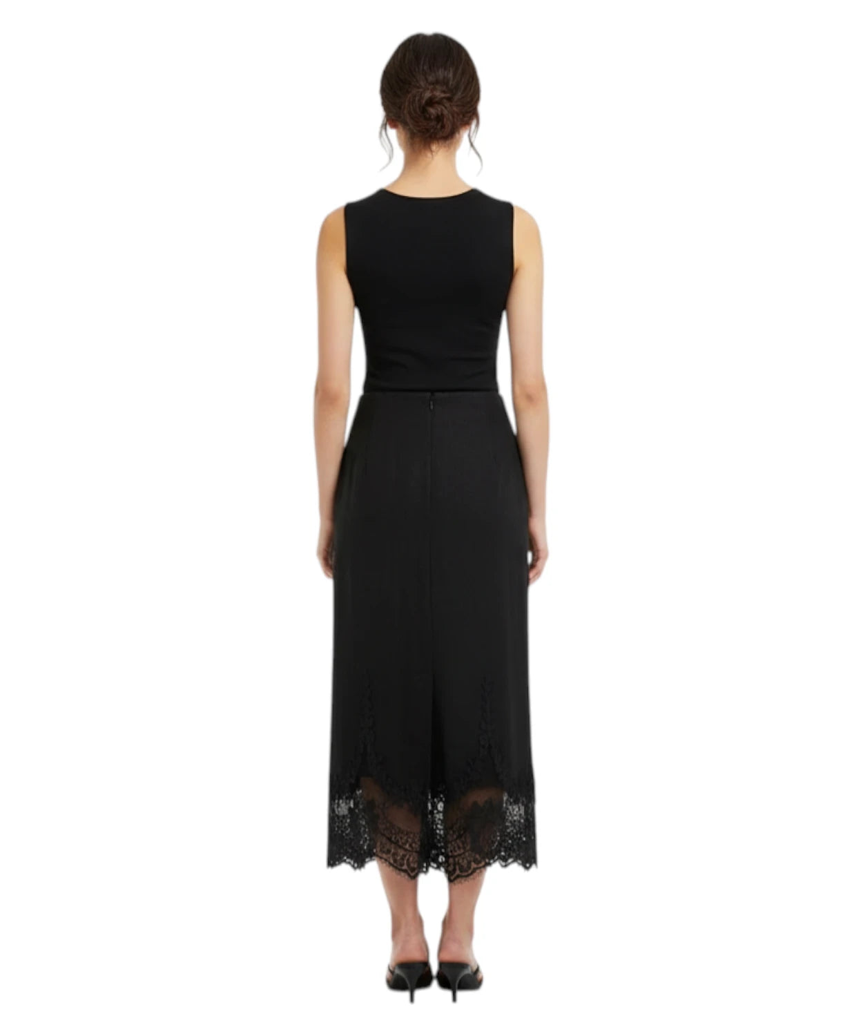 Gonna Twinset in Lino con Dettagli in Pizzo