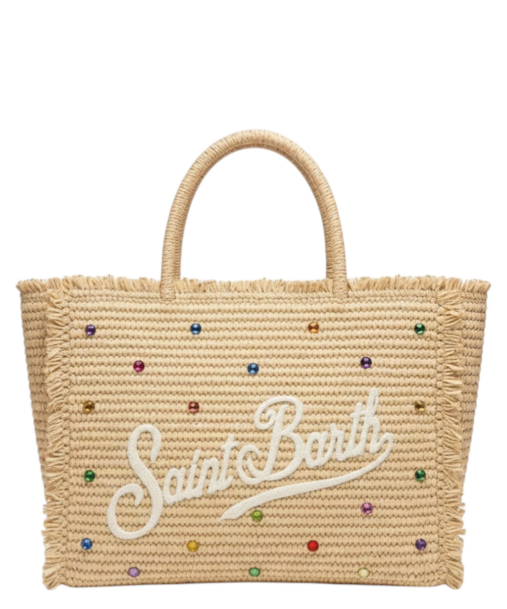 MC2 Saint Barth Vanity torebka z kryształkami Multicolor z rafii