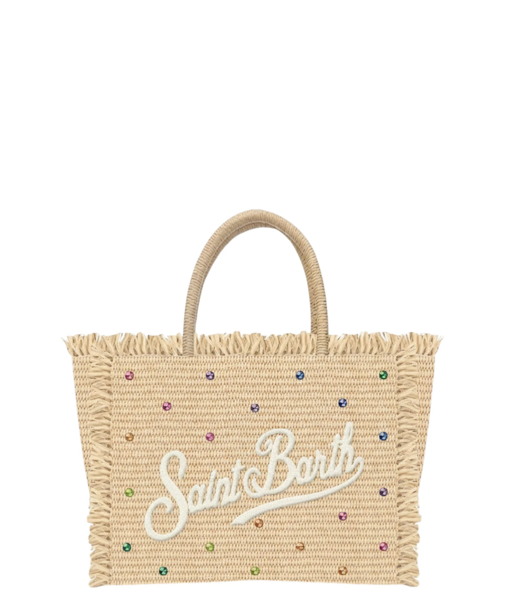 MC2 Saint Barth Colette Raffia Summer Bag with Rhinestones