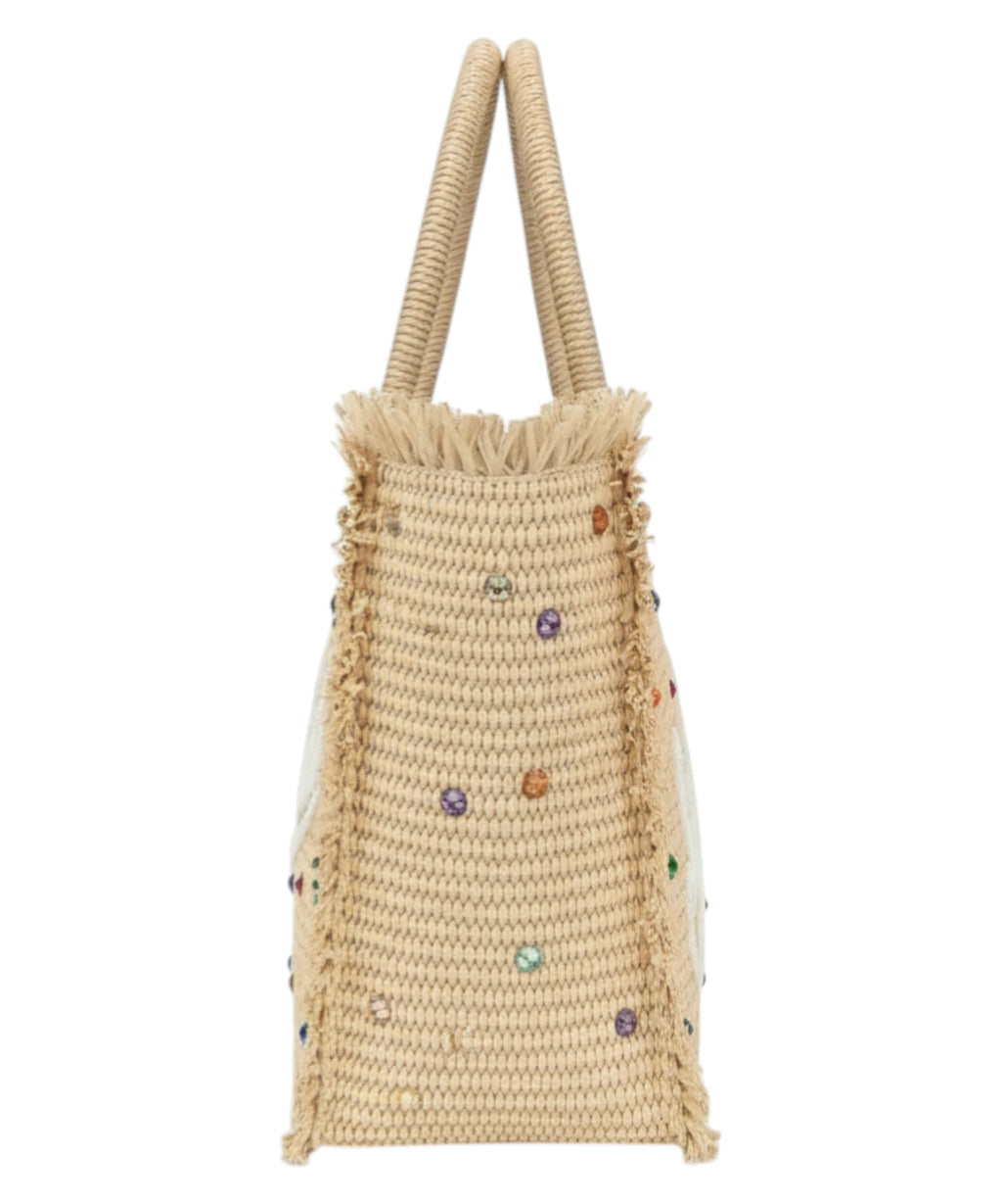 MC2 Saint Barth Colette Raffia Summer Bag with Rhinestones
