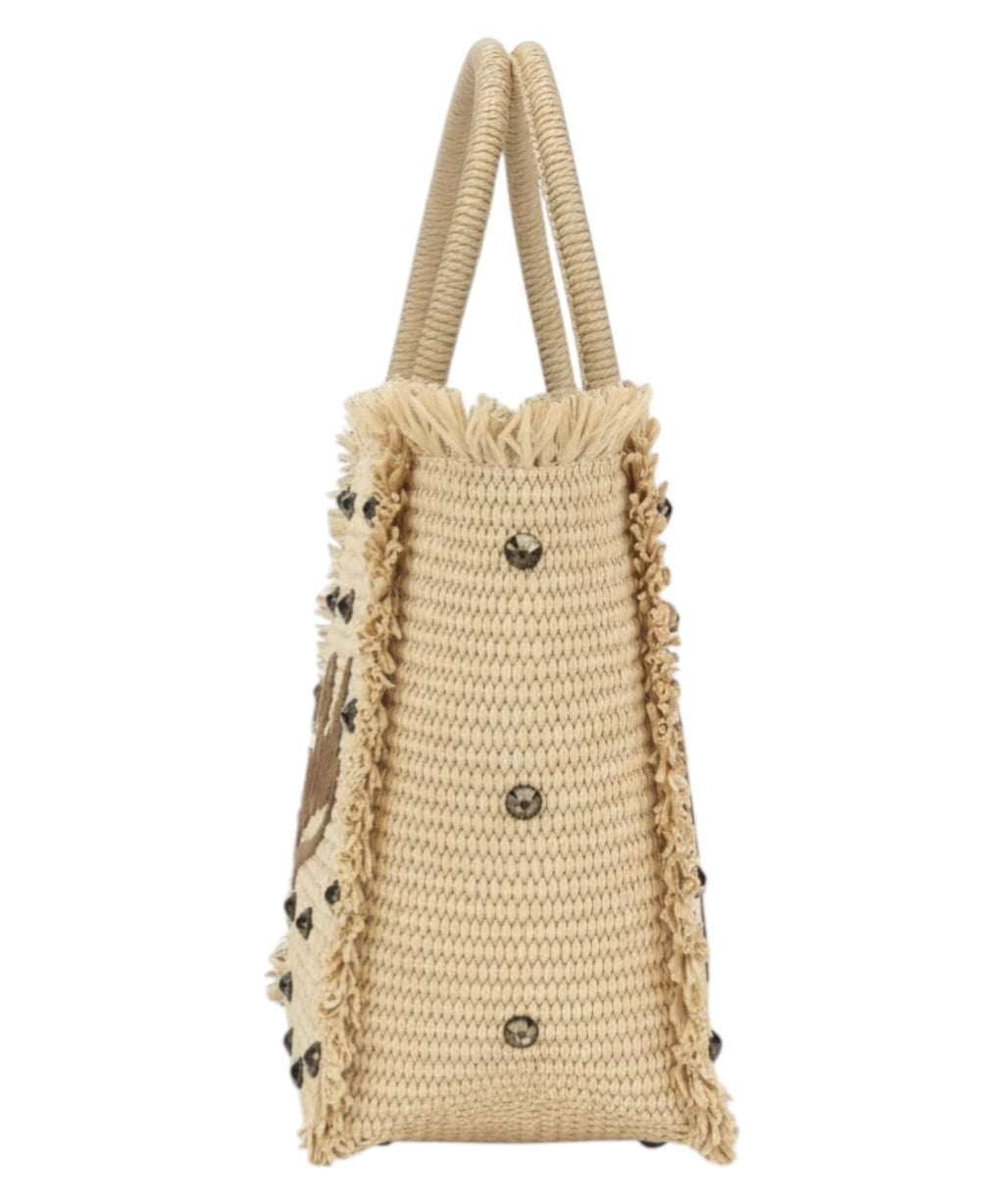 MC2 Saint Barth Zomer Raffia Tas Colette Strass