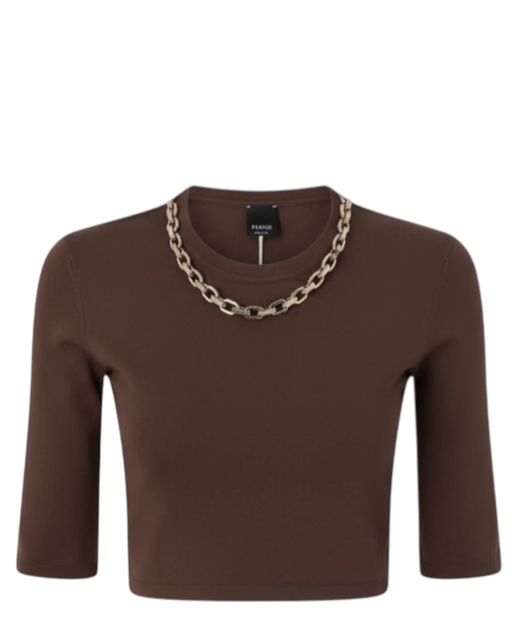 Maglia Cropped Pinko KYMBERLY mit goldfarbener Kette