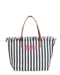 Shopper City MC2 Saint Barth in Canvas a Righe blu