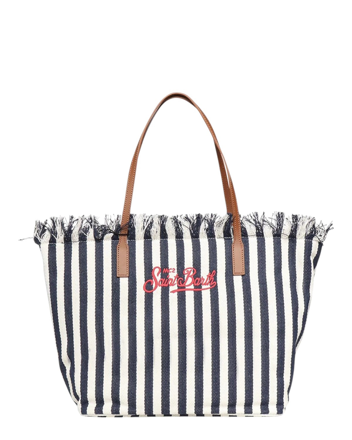 MC2 Saint Barth City Shopper aus blau gestreiftem Canvas
