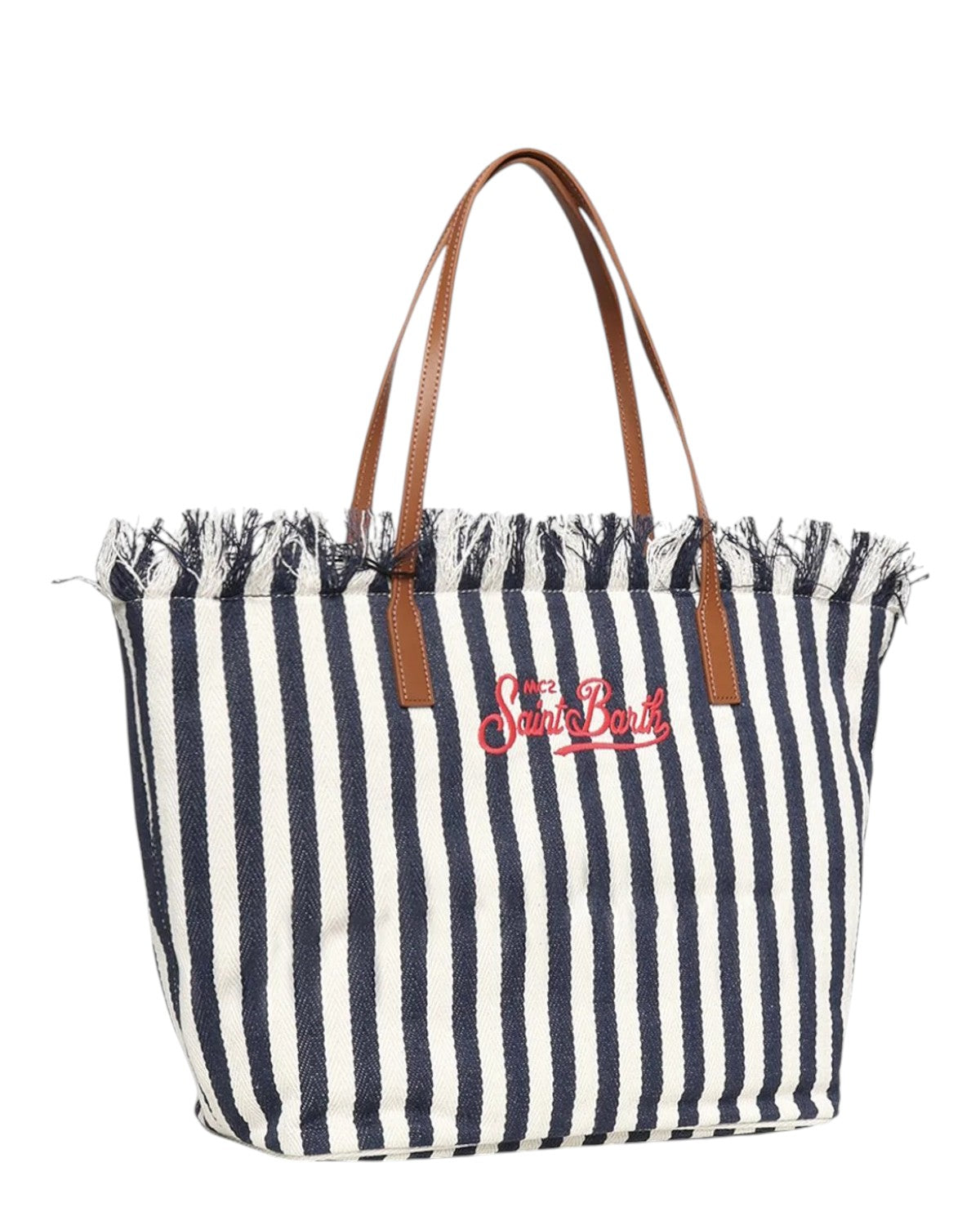 MC2 Saint Barth City Shopper aus blau gestreiftem Canvas
