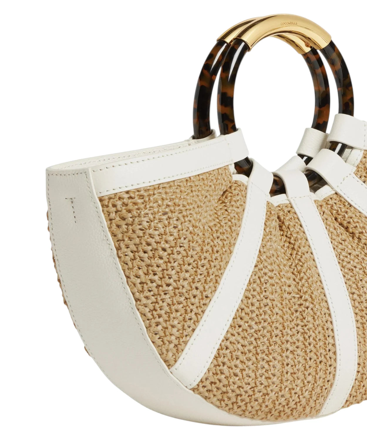 Borsa Coccinelle Shell Medium in Paglia e Pelle