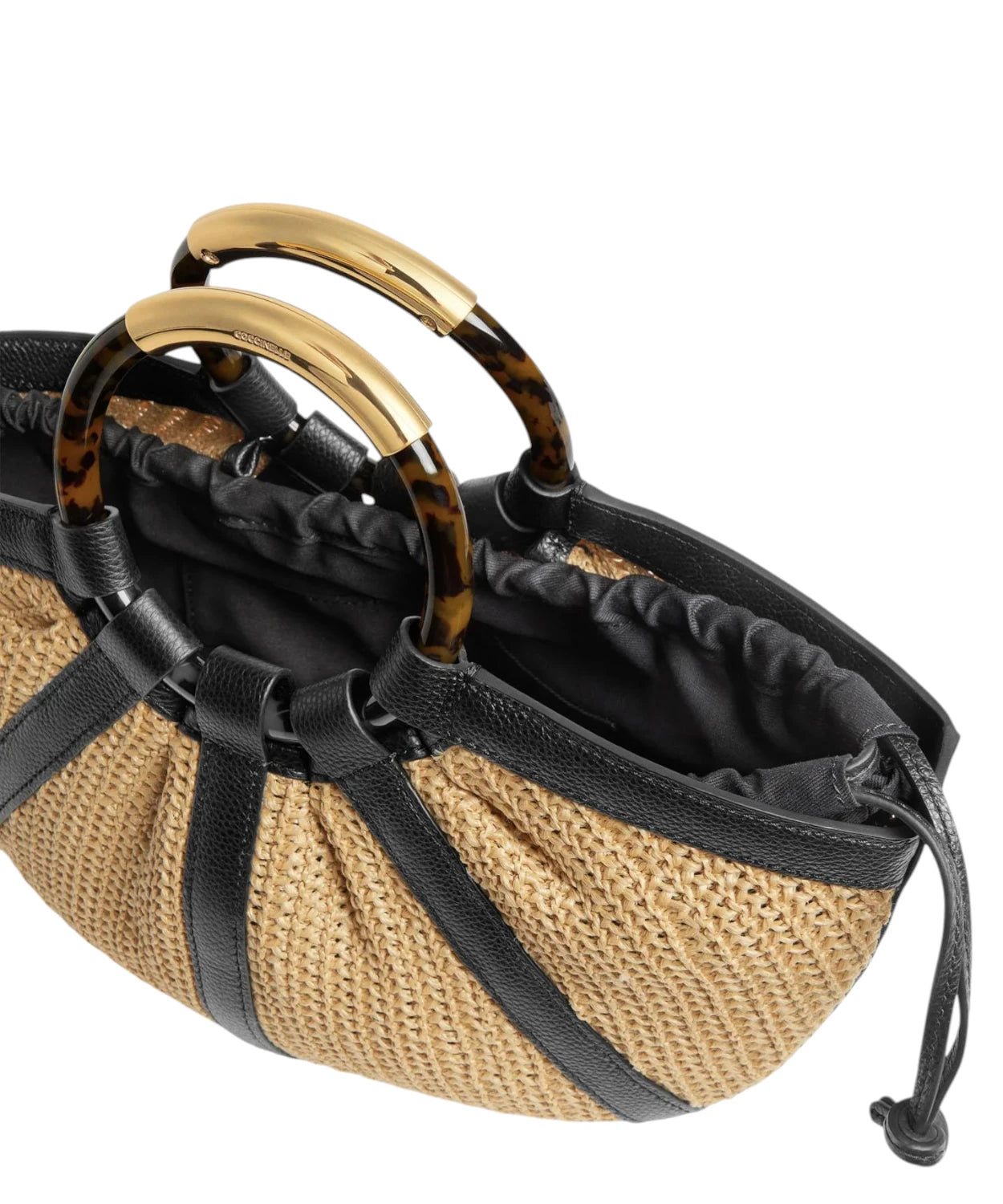 Borsa Coccinelle Shell Medium in Paglia e Pelle