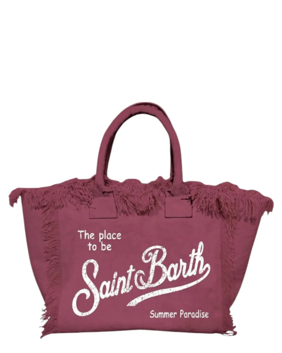 Borsa tote Vanity in cotone tinta unita con frange-Borse a mano-Mc2 Saint Barth-Vittorio Citro Boutique