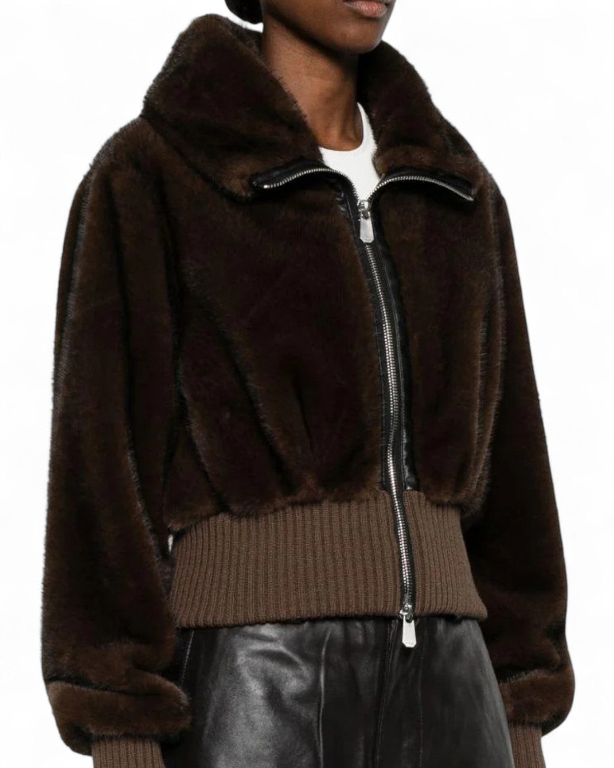 Bomber corto in tessuto effetto pelliccia-Pinko-Pellicce e shearling-Vittorio Citro Boutique