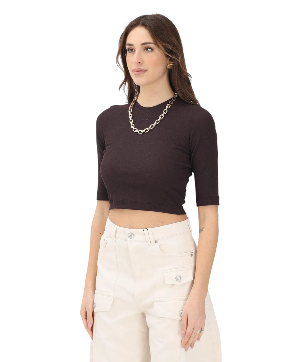 Maglia Cropped Pinko KYMBERLY mit goldfarbener Kette