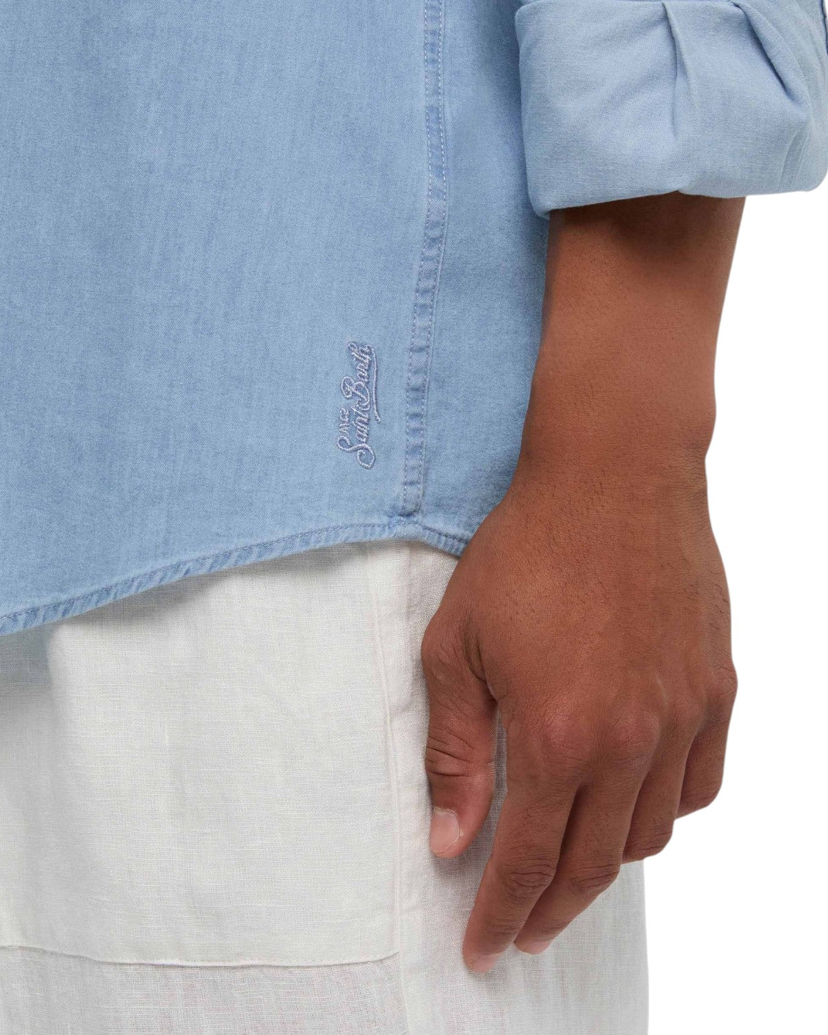 Camicia Pamplona in Chambray Blu Chiaro-Mc2 Saint Barth-Camicie-Vittorio Citro Boutique