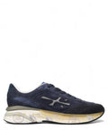 Sneakers Premiata Moerun 7776 - Comfort e Design in pelle blu navy con suola Pebax leggera, vista laterale per uomo FW26.