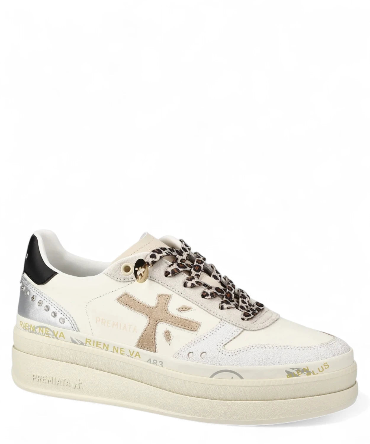 Sneakers Premiata Micol 7751 Platform con lacci animalier e dettagli iconici, perfette per look invernali sofisticati e resistenti.