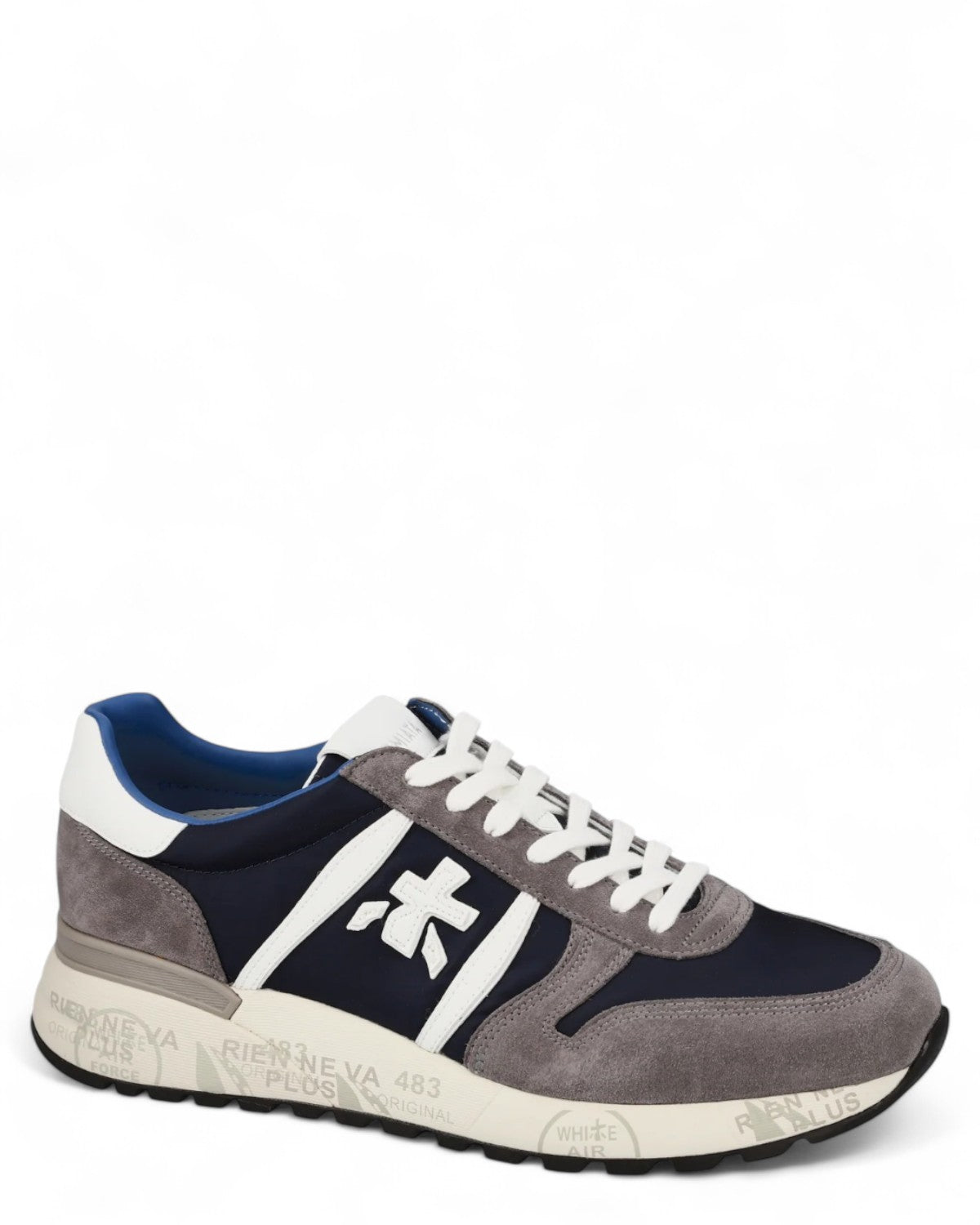 Sneakers Lander 7203 FW26 in pelle e nylon, colore grigio-blu, ideali per look casual da uomo con massimo comfort e resistenza.