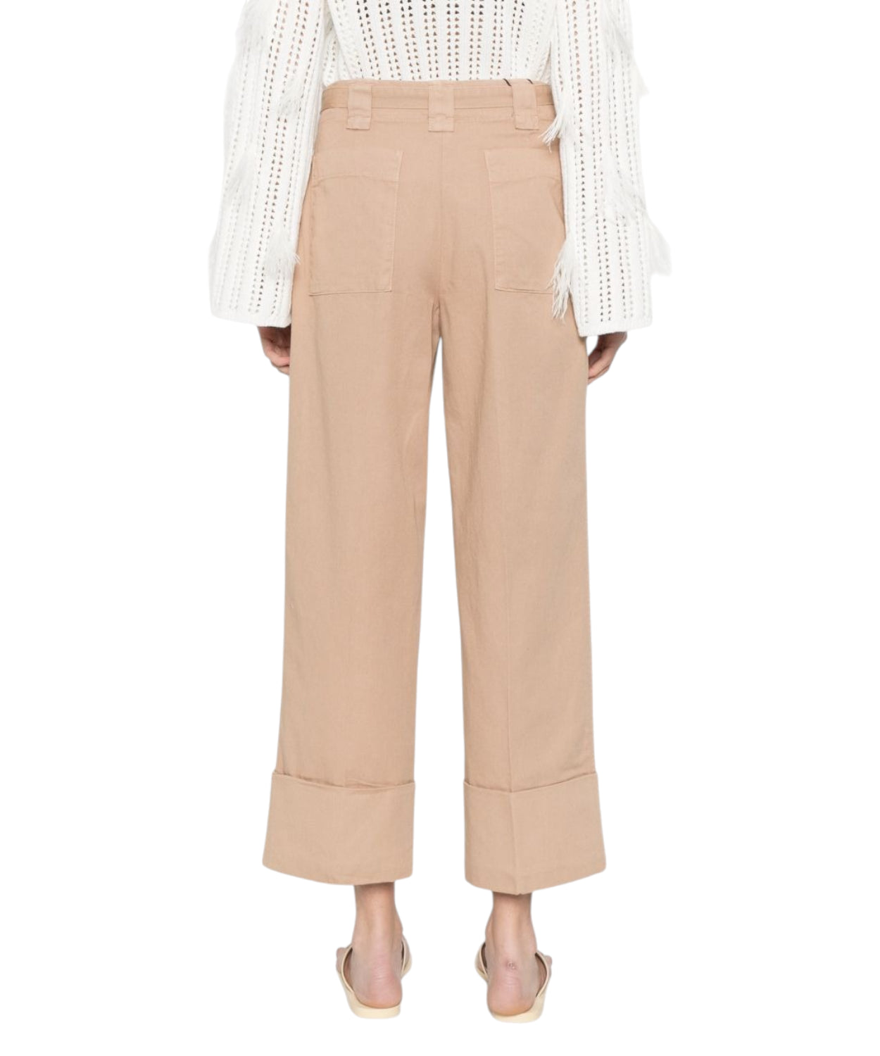 Pantaloni Twinset Ramie con Cintura Logo