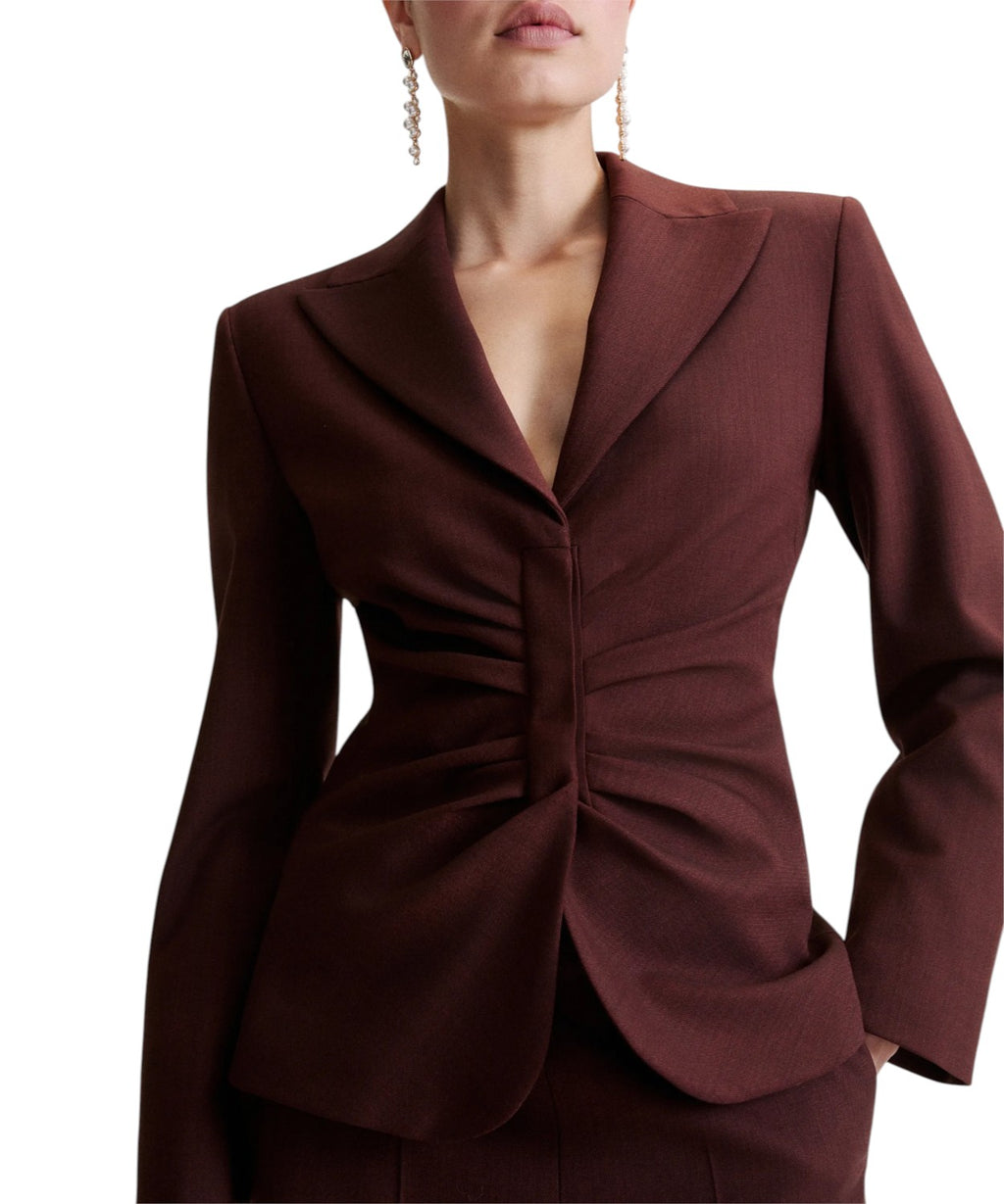 Giacca Donna Elegante in Twill Stretch con Arricci