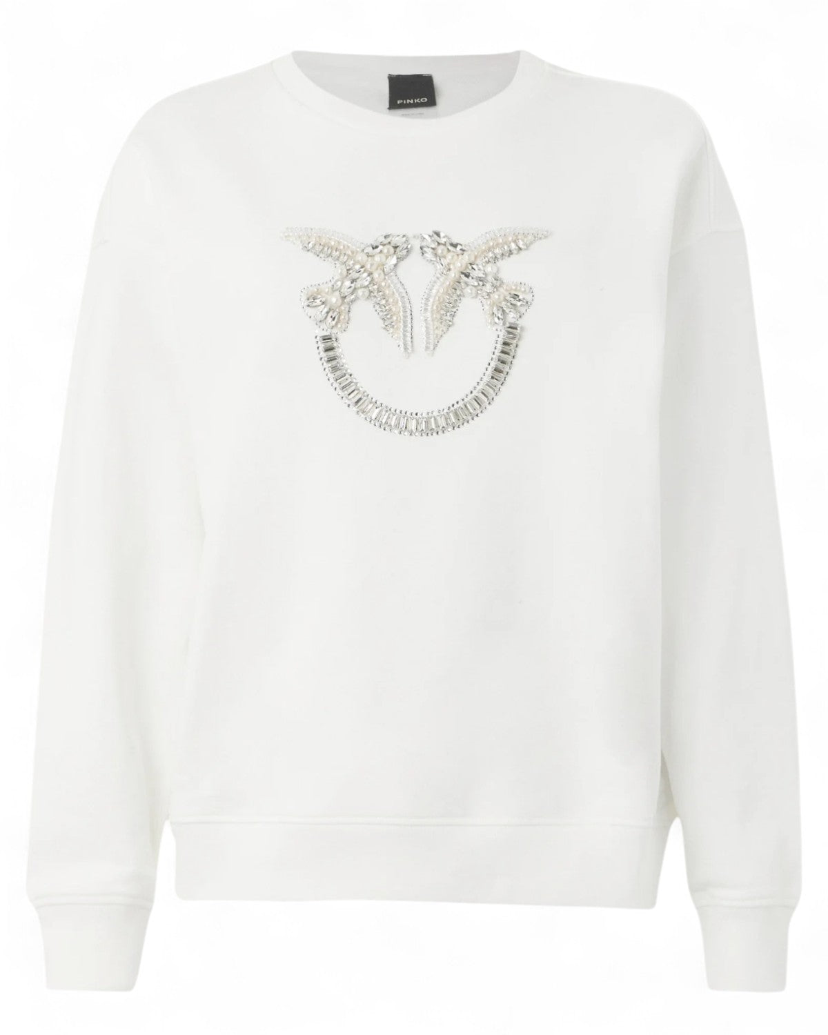 Felpa Girocollo con Ricamo Gioiello Love Birds-Pinko-Maglieria-Vittorio Citro Boutique