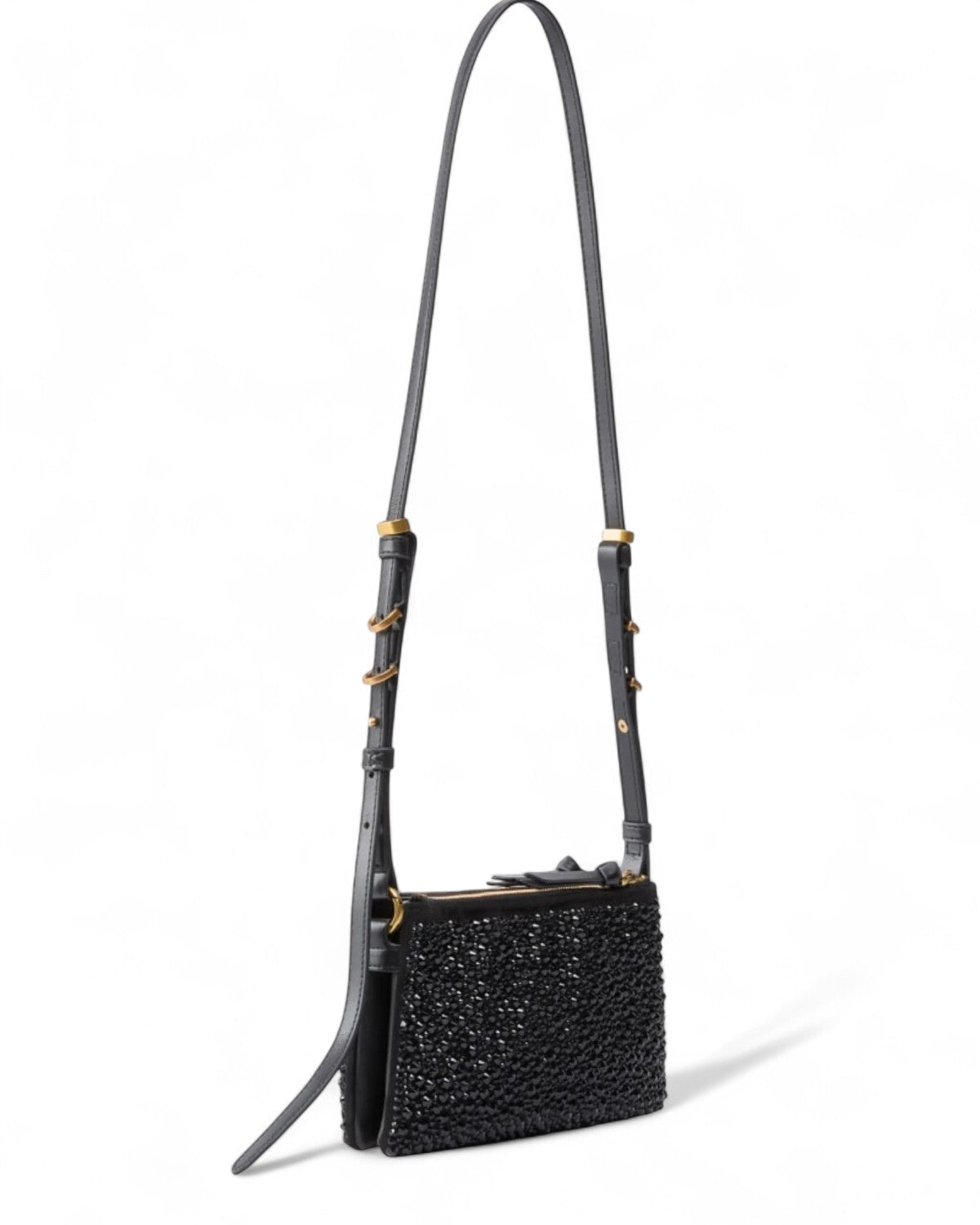 Borsa Pinko Double Mini in pelle con strass e tracolla lunga-Pinko-Borse a spalla-Vittorio Citro Boutique