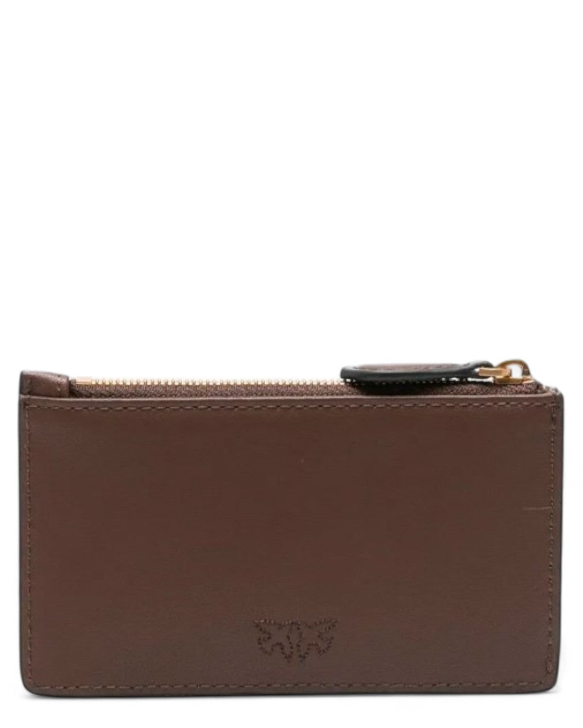 Retro del Portacarte Pelle Zip Pinko con Logo, finitura liscia e logo inciso, ideale per accessori moda donna FW26.