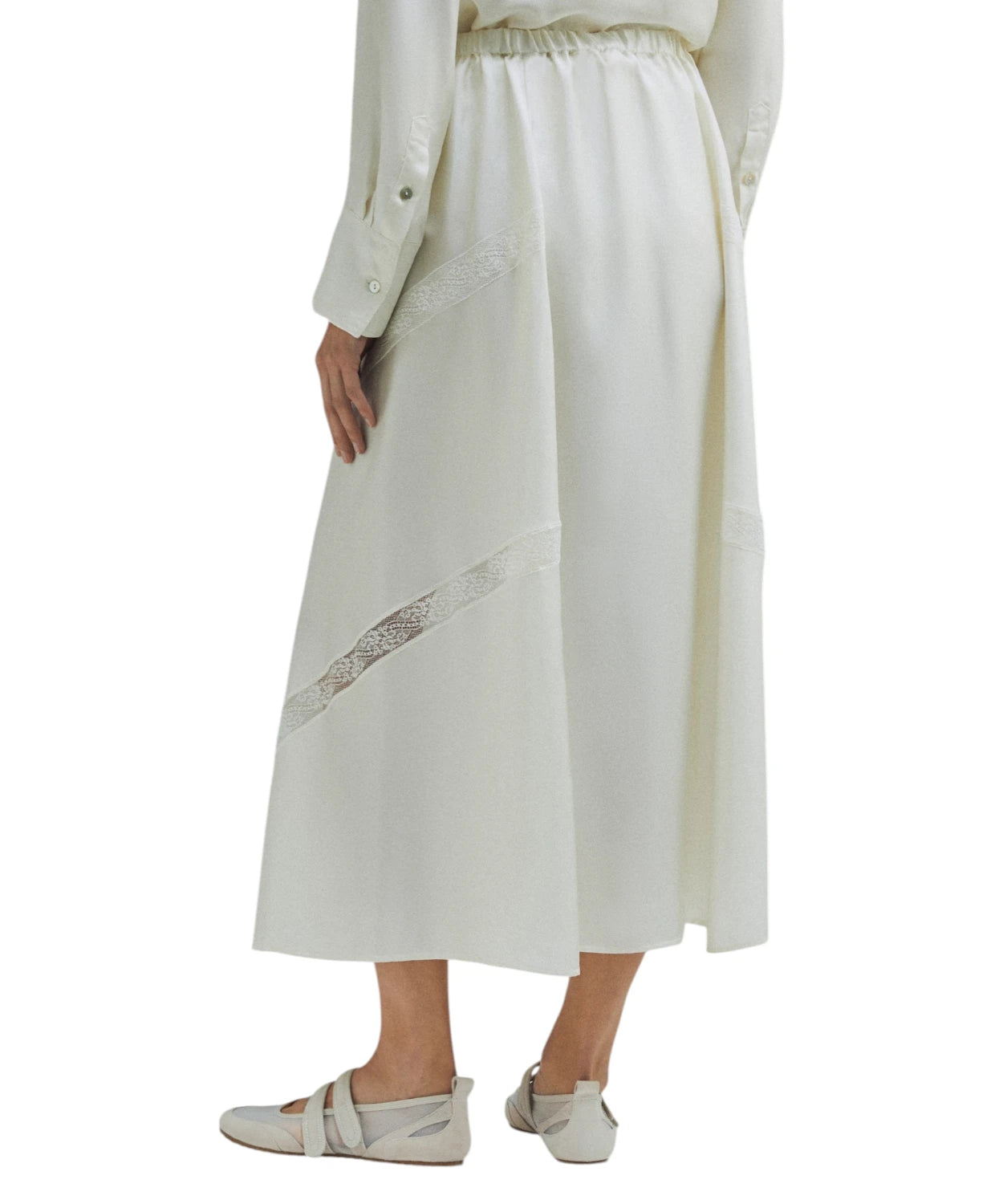 Gonna Marella OSPITE in Seta con Inserti Pizzo