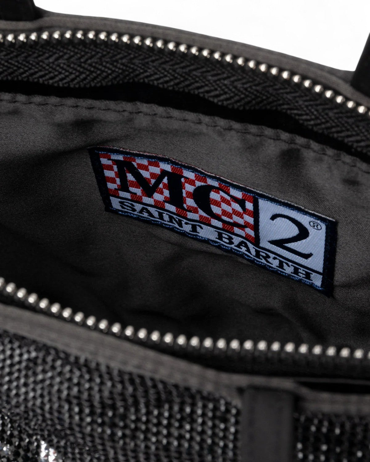 Mini borsa in raso con strass e manici-Mc2 Saint Barth-Borse a mano-Vittorio Citro Boutique