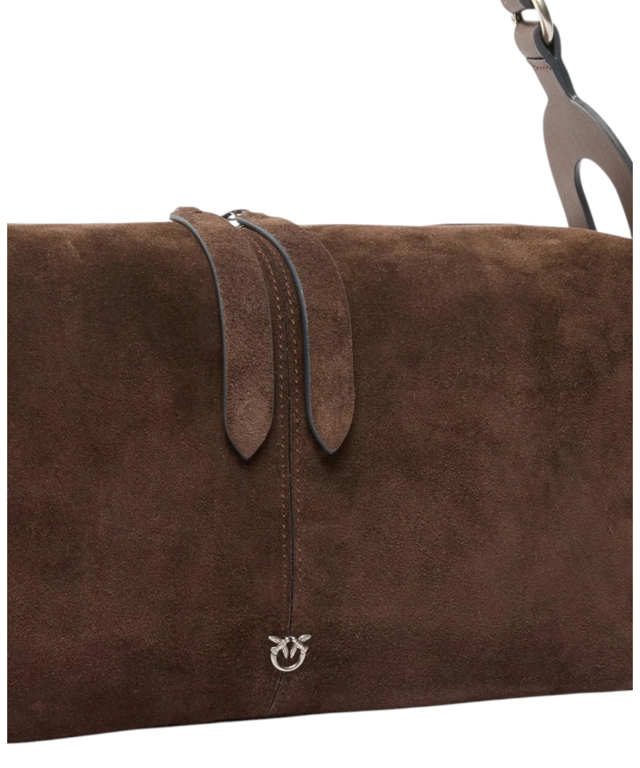 Pinko Keeper Bag Media in Suede con Love Birds