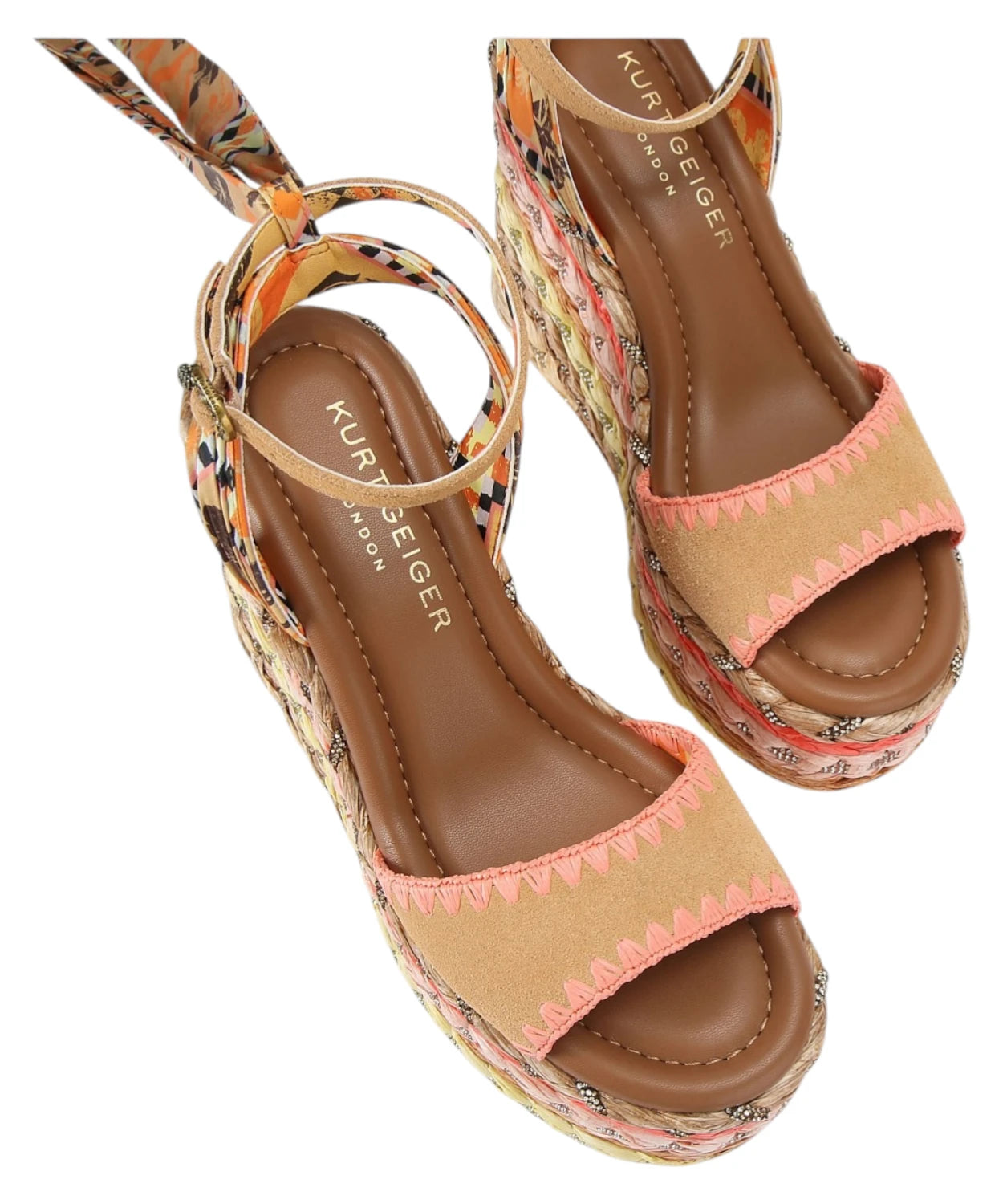 Sandali Kurt Geiger Chelsea Scarf Wedge in Suede e Rafia